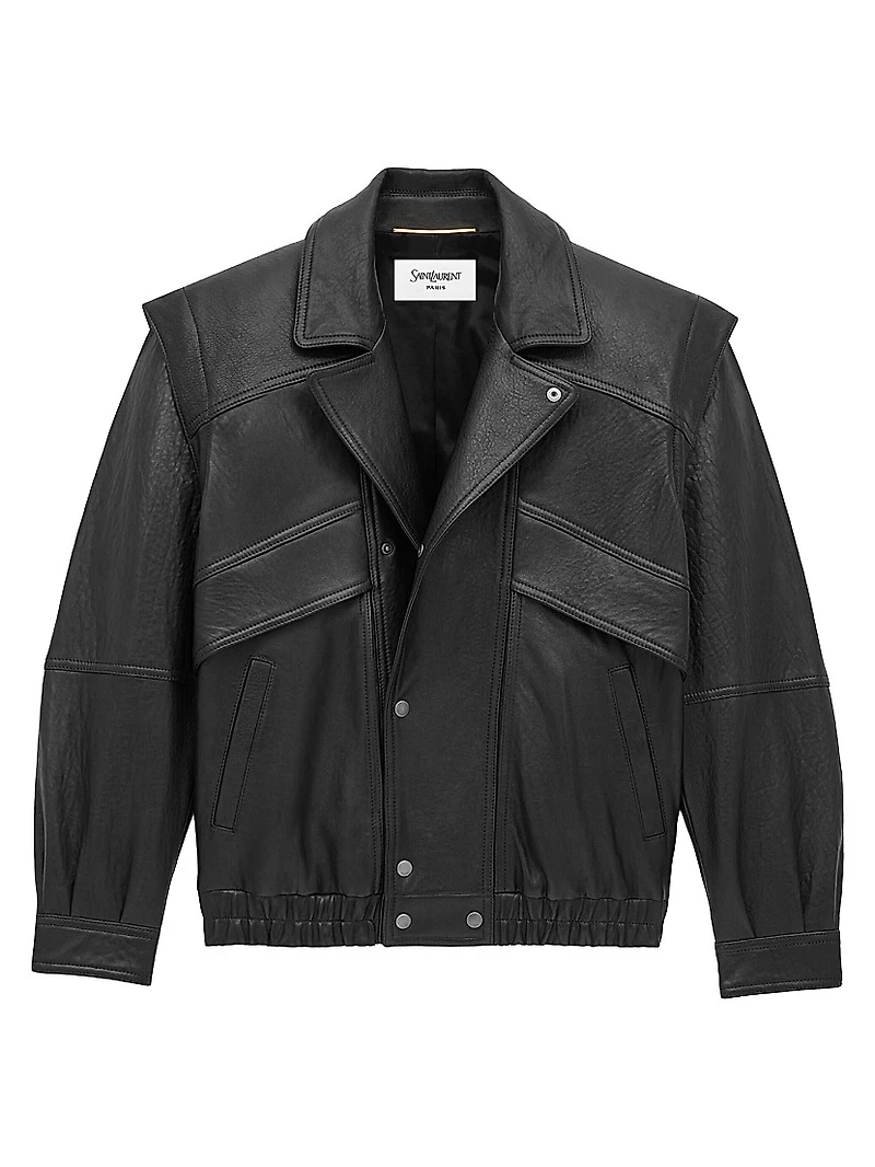 Bomber Jacket Bubbled Lambskin Leather