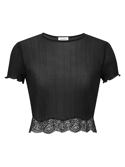 Laced T-Shirt Ribbed Silk