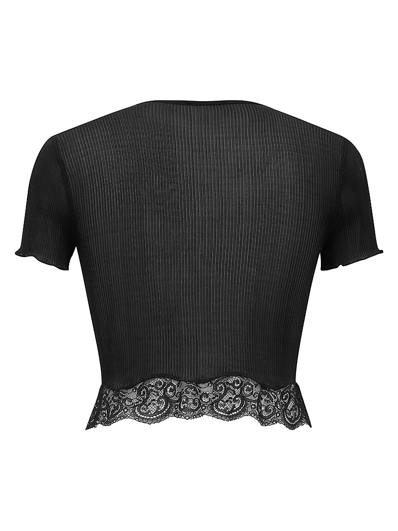 Laced T-Shirt Ribbed Silk