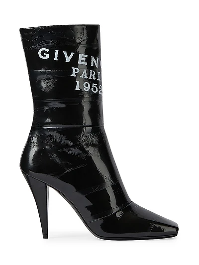 Sliced Square Tape Ankle Boots Leather