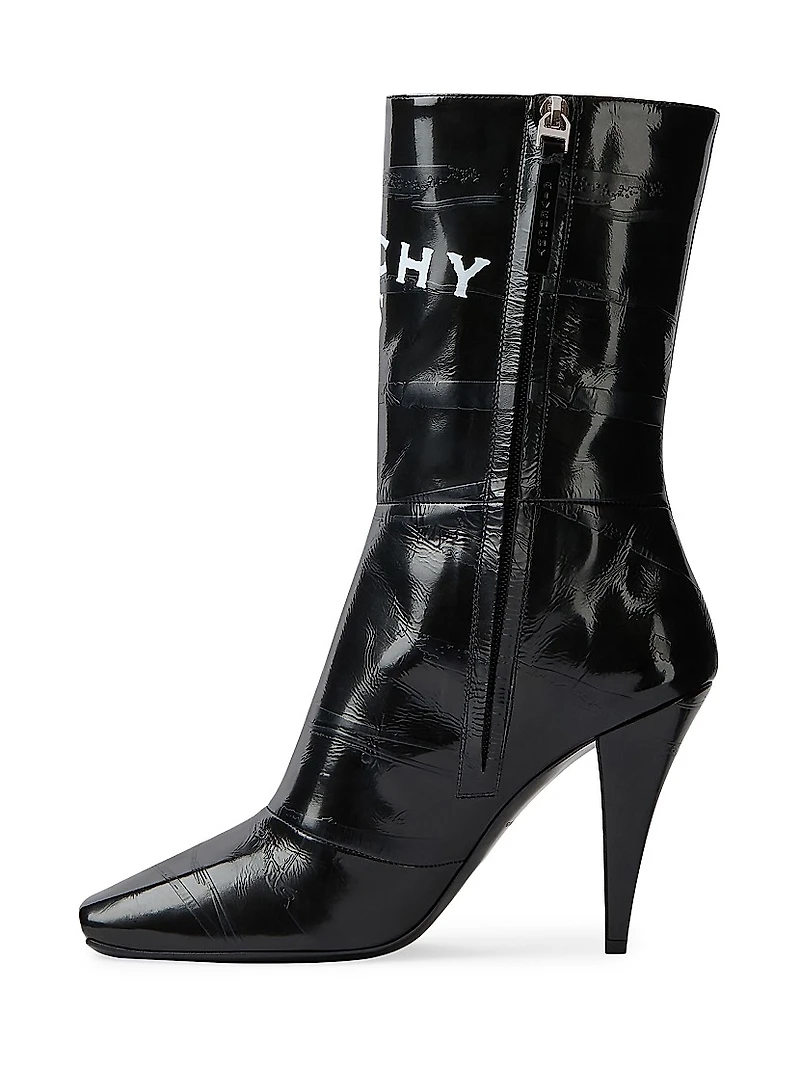 Sliced Square Tape Ankle Boots Leather
