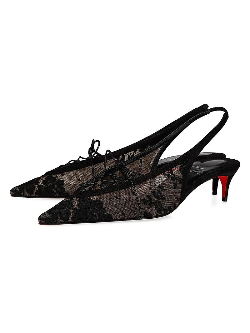 Km 45MM Lace Sling Pumps