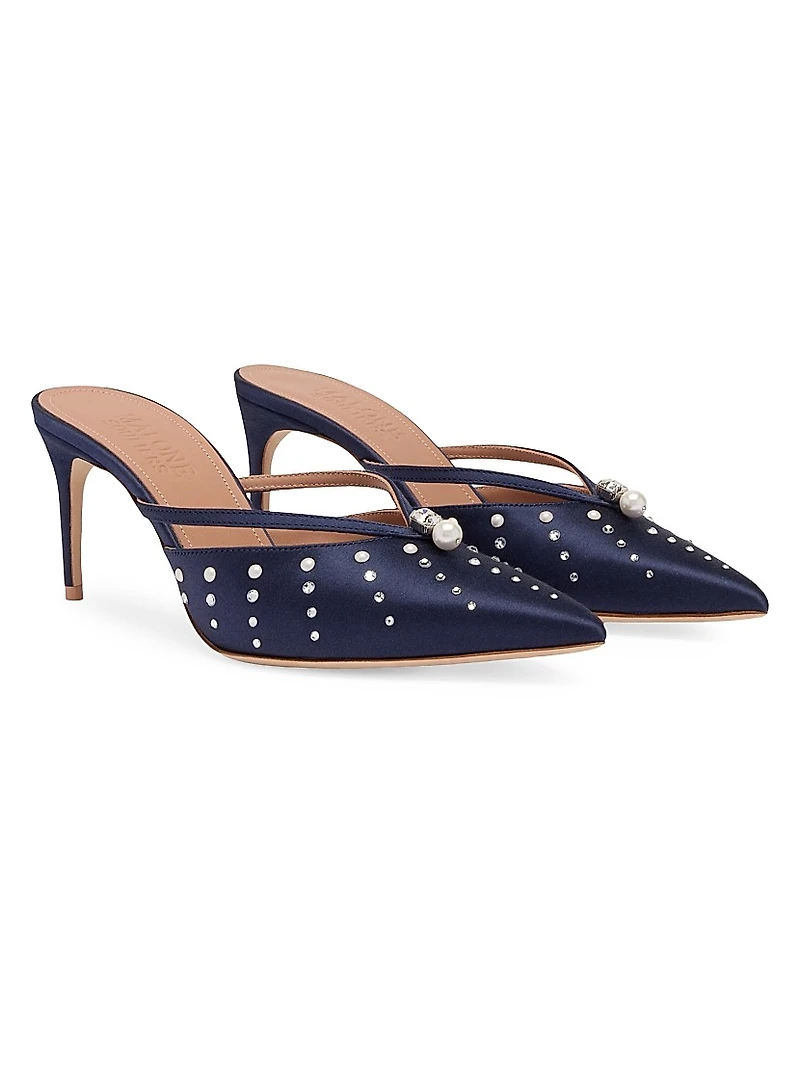 Marisa 70MM Satin Embellished Mules