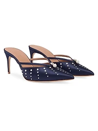 Marisa 70MM Satin Embellished Mules