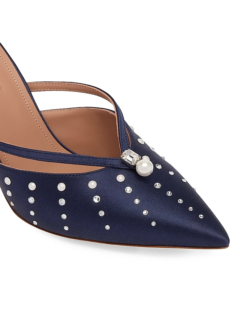 Marisa 70MM Satin Embellished Mules
