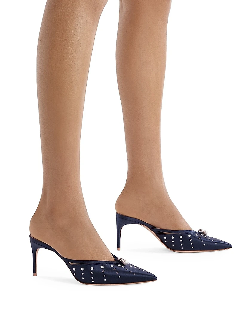 Marisa 70MM Satin Embellished Mules