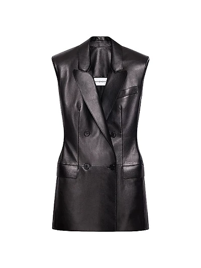 Sleeveless Jacket in Leather