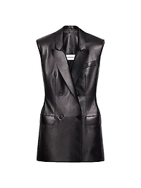 Sleeveless Jacket in Leather
