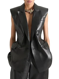 Sleeveless Jacket in Leather