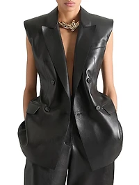 Sleeveless Jacket in Leather