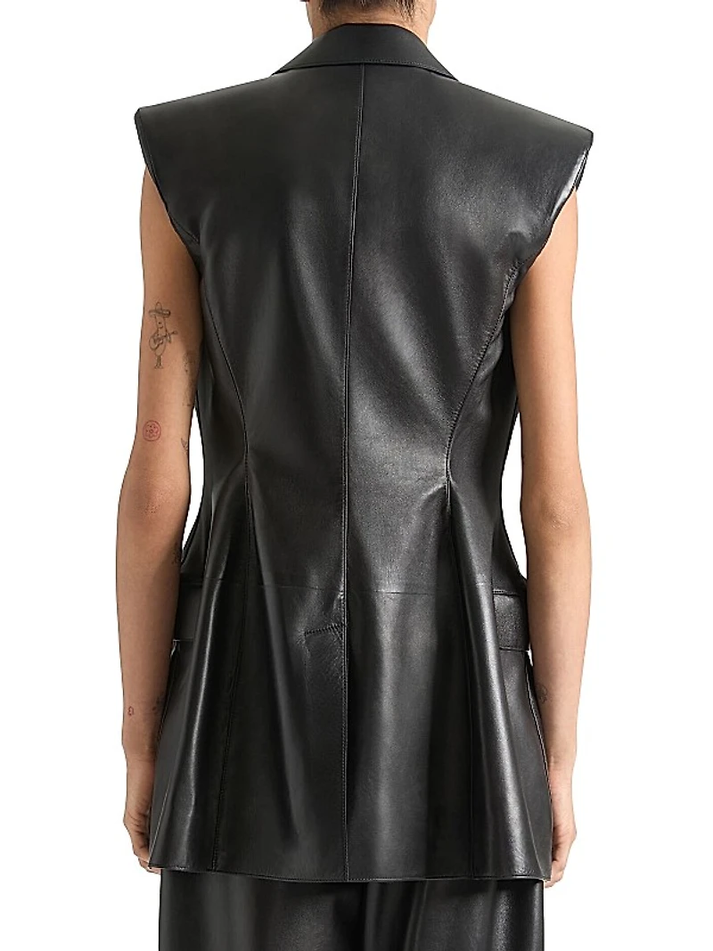 Sleeveless Jacket in Leather