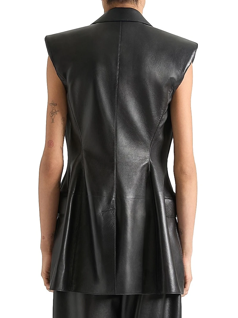 Sleeveless Jacket in Leather
