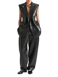 Sleeveless Jacket in Leather