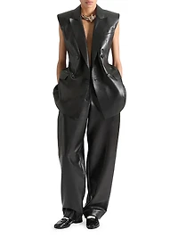 Sleeveless Jacket in Leather