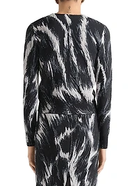 Cropped Knitted Cardigan with Animal Jacquard