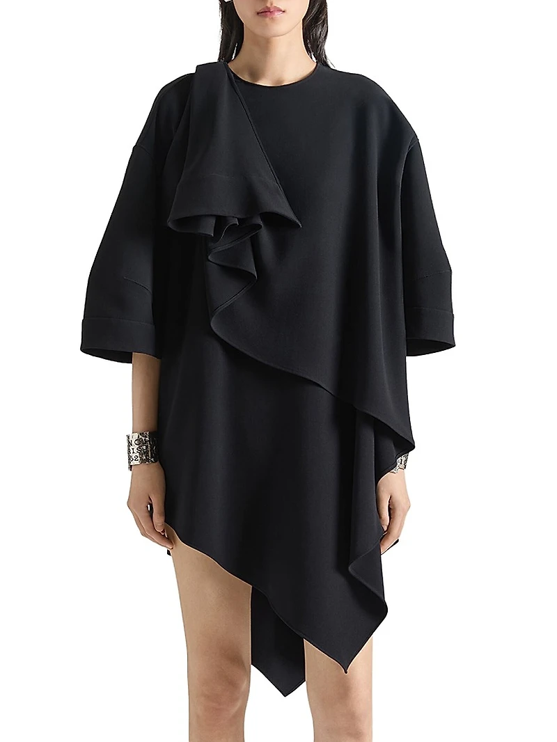 Asymmetric Dress Poplin with Bow