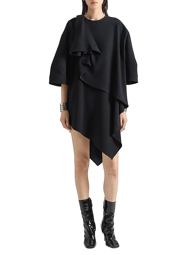 Asymmetric Dress Poplin with Bow