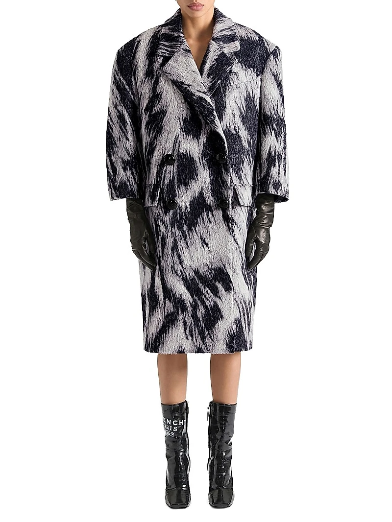 Coat Wool with Animal Print