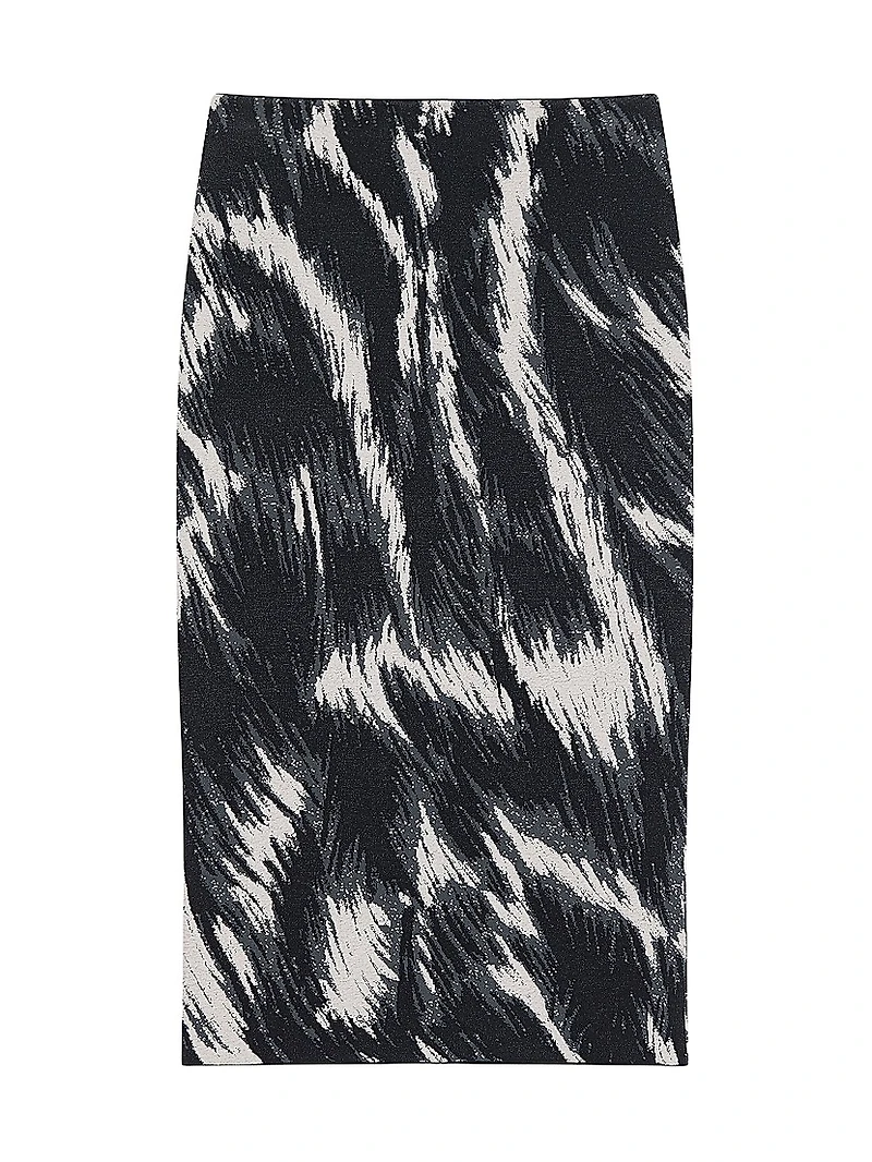 Midi Knitted Skirt with Animal Jacquard