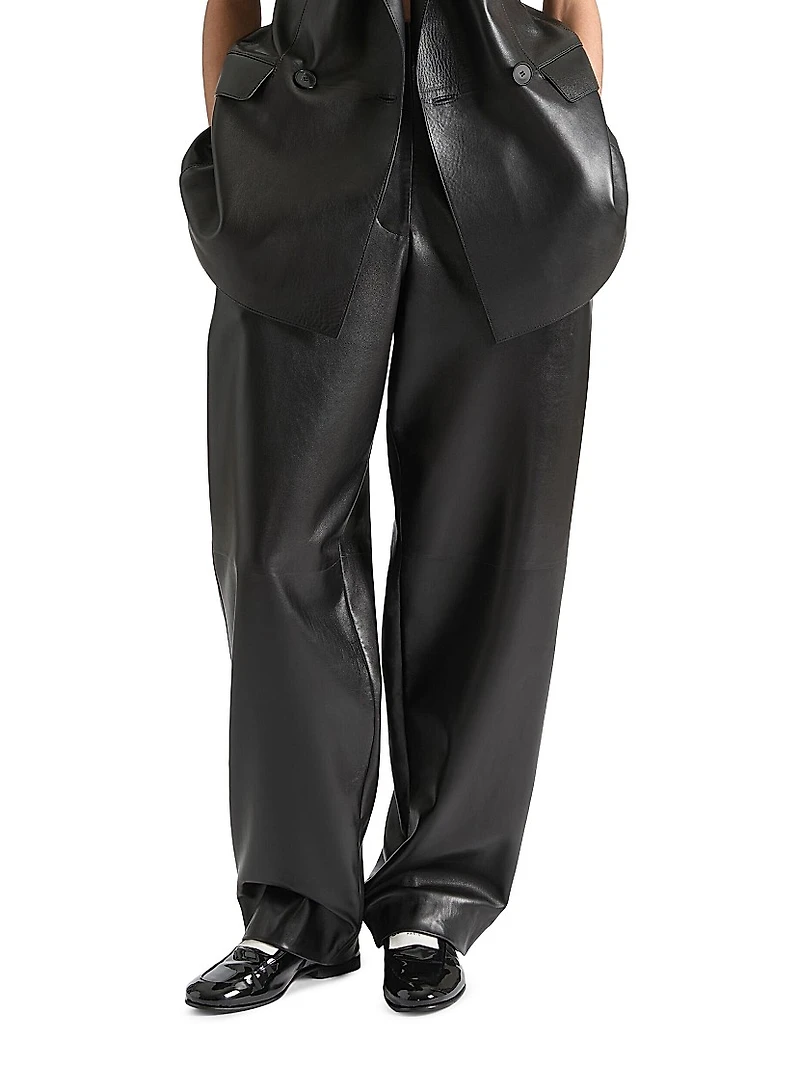 Two-Pleat Pants Leather