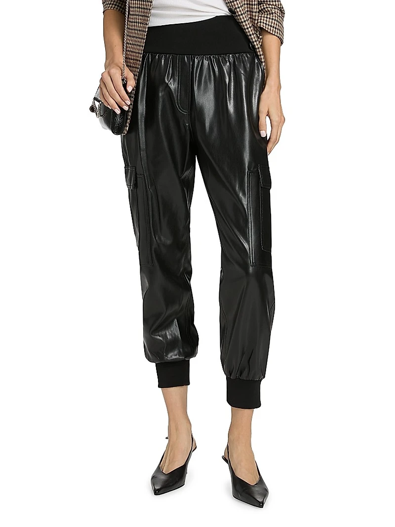 Giles Faux-Leather Cropped Pants