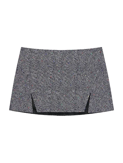 Mini Cut-Out Skirt Cotton Herringbone