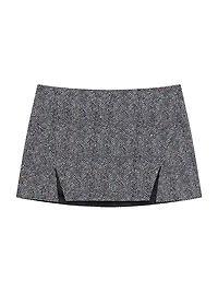 Mini Cut-Out Skirt Cotton Herringbone