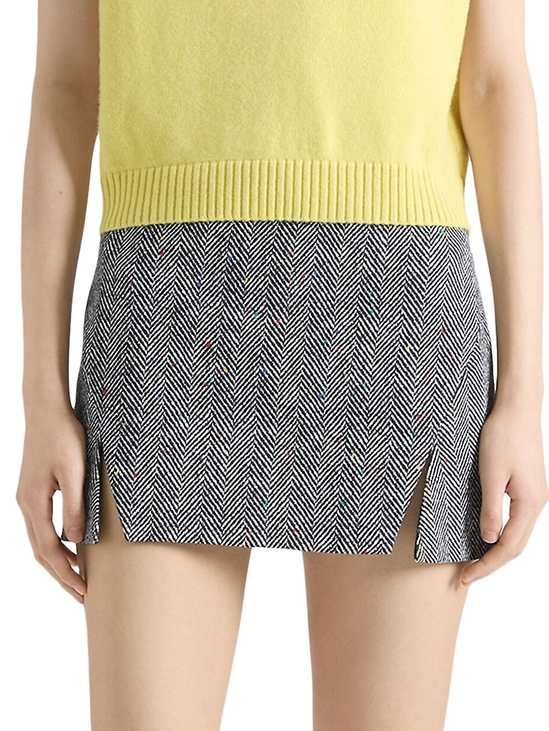 Mini Cut-Out Skirt Cotton Herringbone