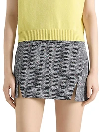 Mini Cut-Out Skirt Cotton Herringbone