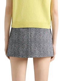 Mini Cut-Out Skirt Cotton Herringbone