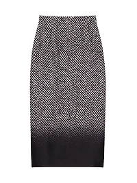 Skirt Wool Herringbone with Gradient Hem