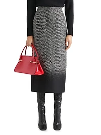 Skirt Wool Herringbone with Gradient Hem