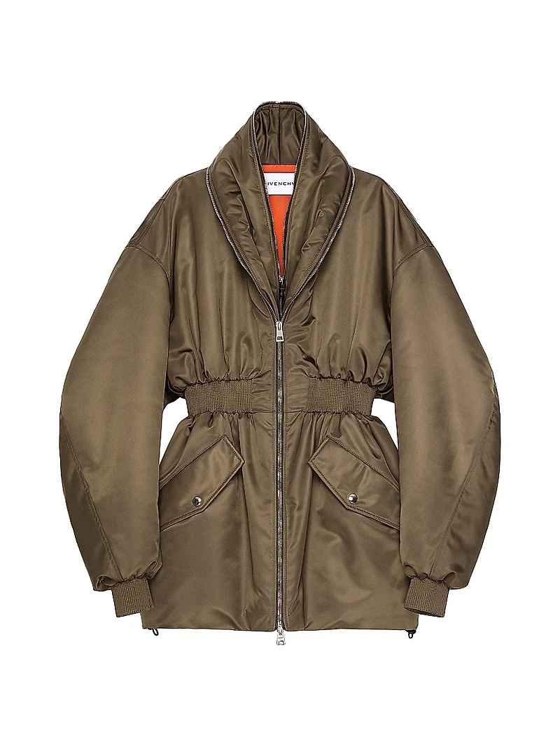 Long Bomber with Zipped Shawl Collar