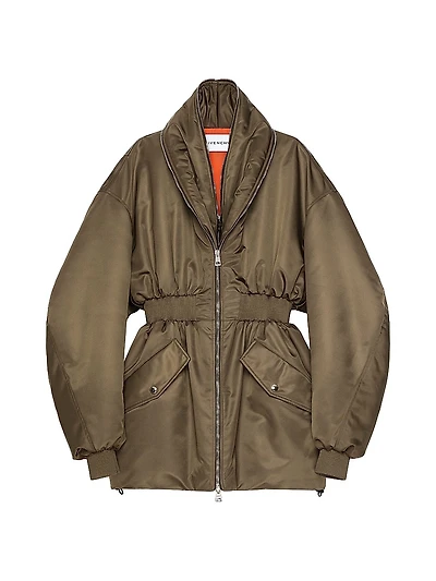 Long Bomber with Zipped Shawl Collar
