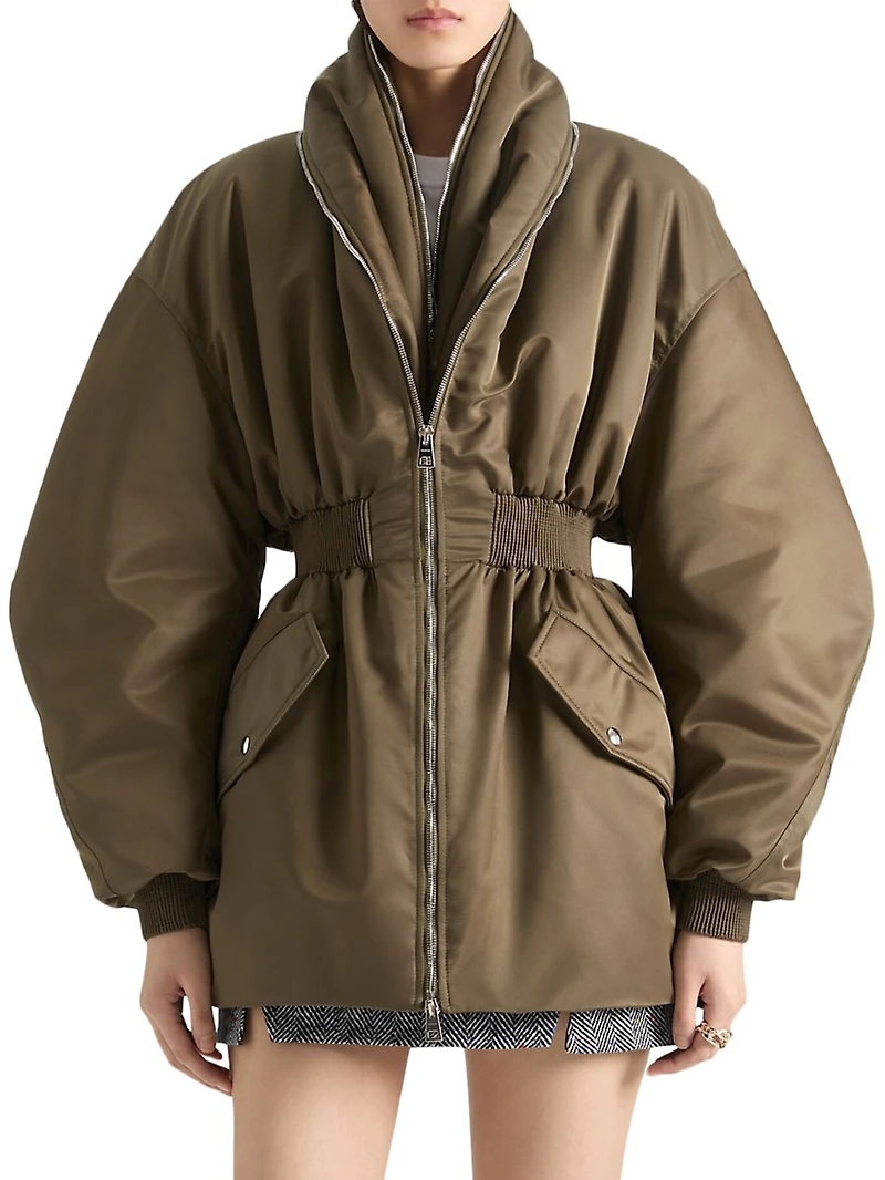 Long Bomber with Zipped Shawl Collar