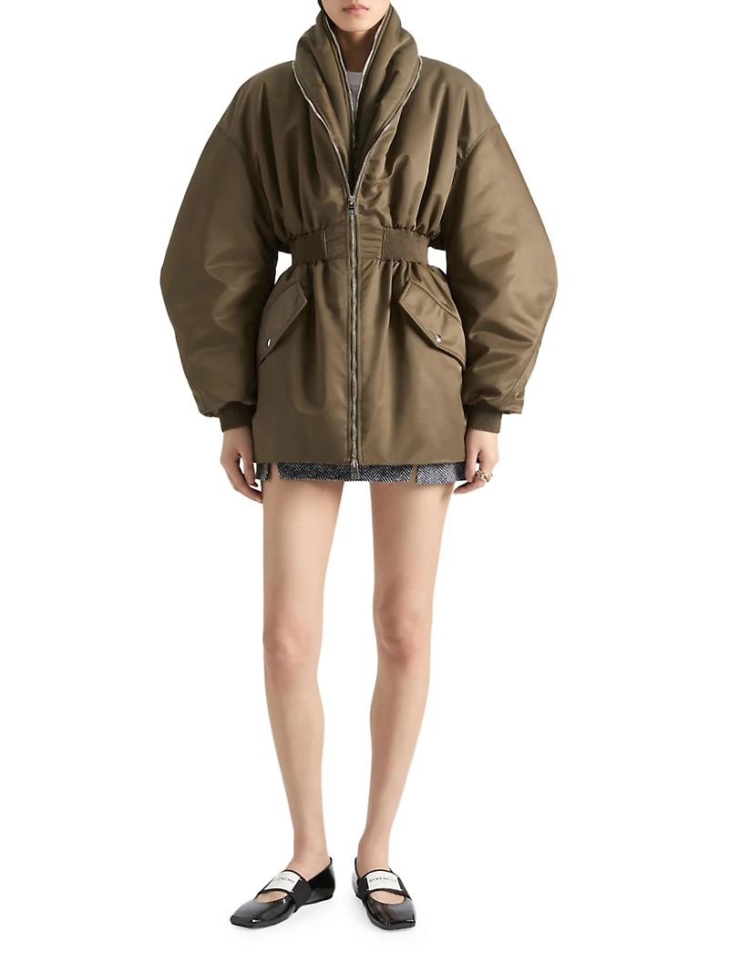 Long Bomber with Zipped Shawl Collar