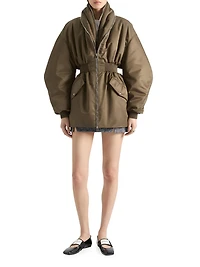 Long Bomber with Zipped Shawl Collar