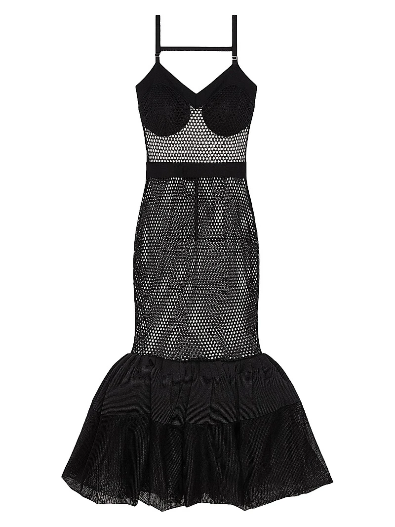 Dress in Mesh with Ruffles