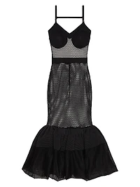 Dress in Mesh with Ruffles