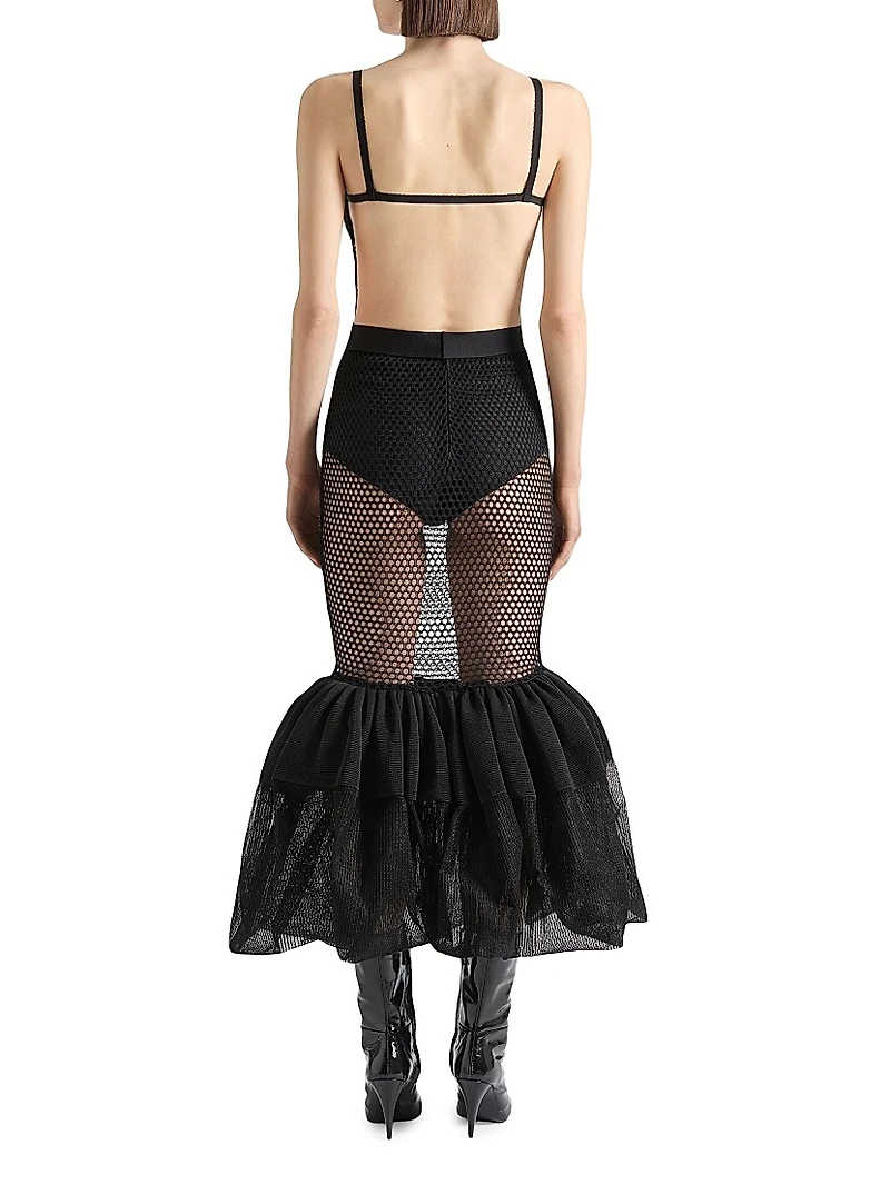 Dress in Mesh with Ruffles