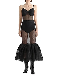 Dress in Mesh with Ruffles