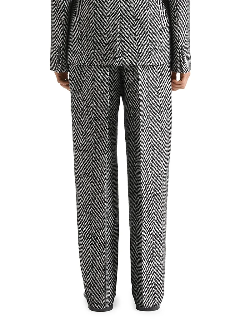 Two-Pleat Pants Wool Herringbone