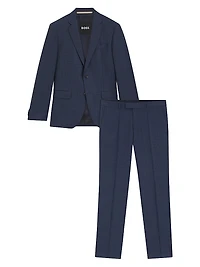 Slim-Fit Three-Piece Suit Checked Wool