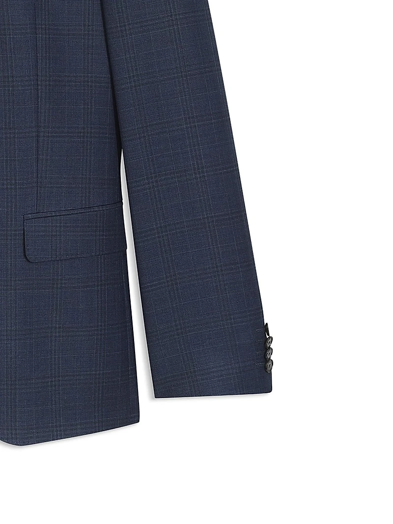 Slim-Fit Three-Piece Suit Checked Wool