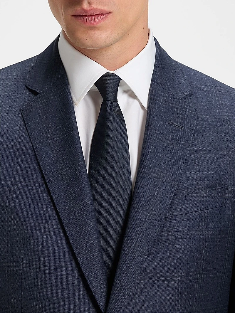 Slim-Fit Three-Piece Suit Checked Wool