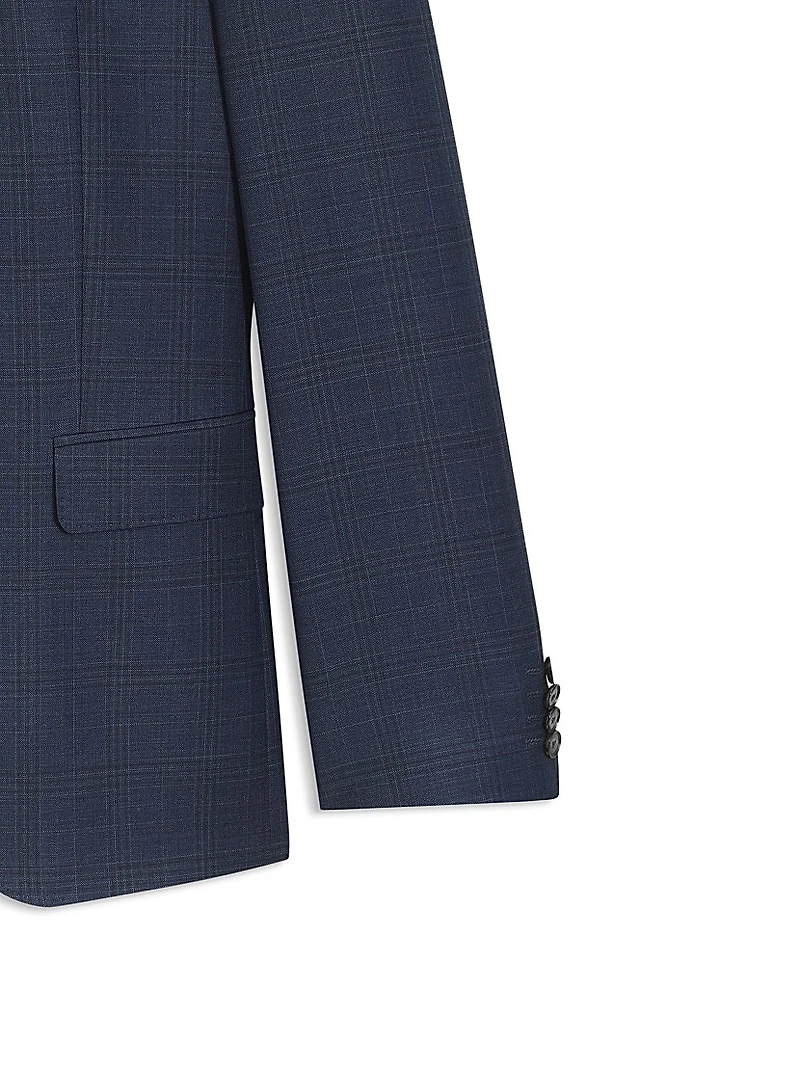 Slim-Fit Three-Piece Suit Checked Wool