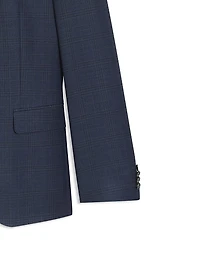 Slim-Fit Three-Piece Suit Checked Wool