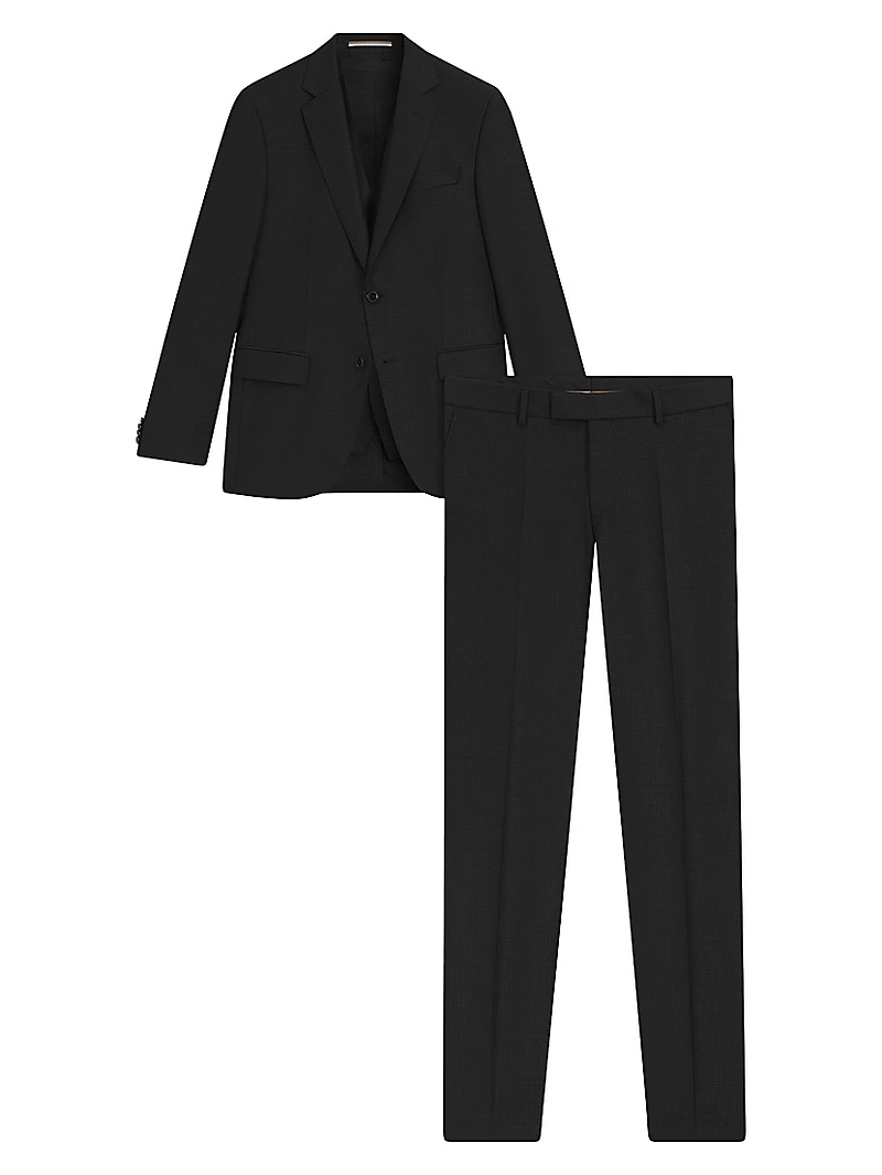 Slim-Fit Three-Piece Suit Patterned Wool