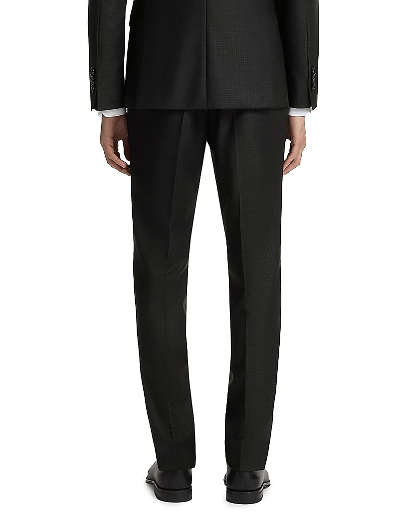 Slim-Fit Three-Piece Suit Patterned Wool