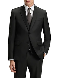 Slim-Fit Three-Piece Suit Patterned Wool